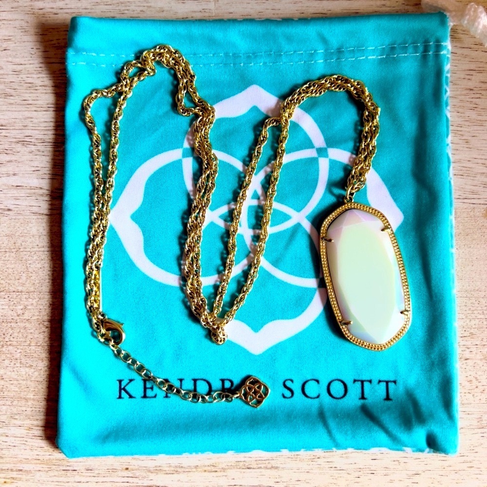 Kendra Scott White Iridescent Rae Long Necklace
